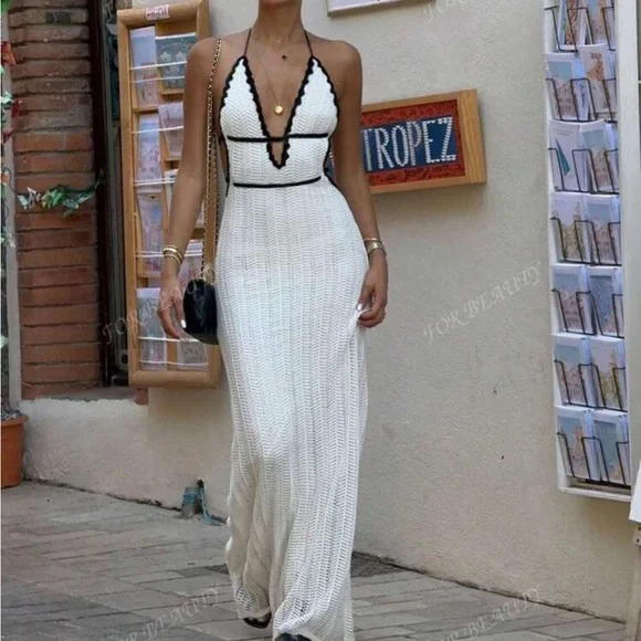 SHEIN | Dresses | Shein Black And White Sleeveless Maxi Dress For Weddings  | Poshmark